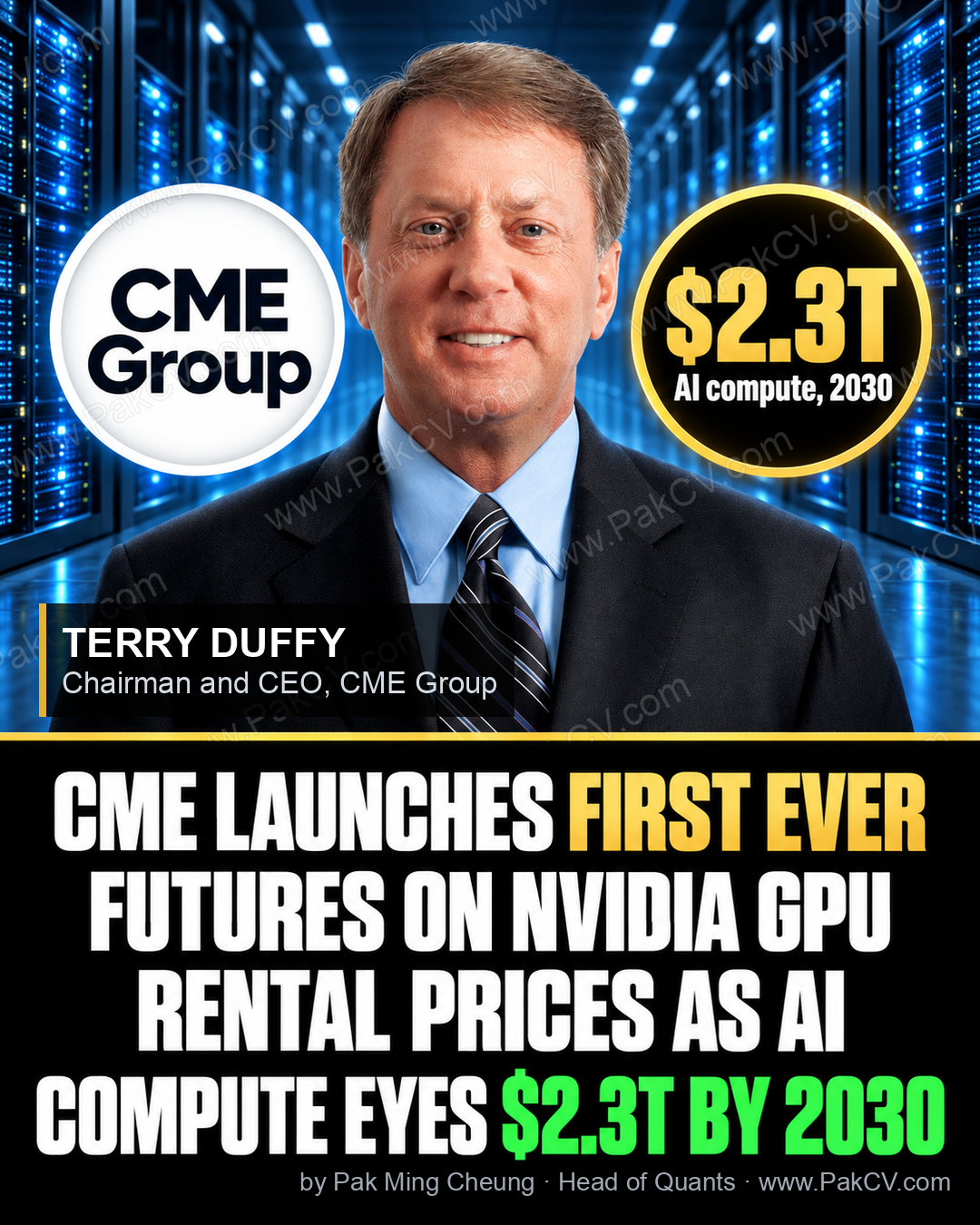 CME launches first-ever futures on Nvidia GPU rental prices as AI compute market eyes $2.3 trillion by 2030.