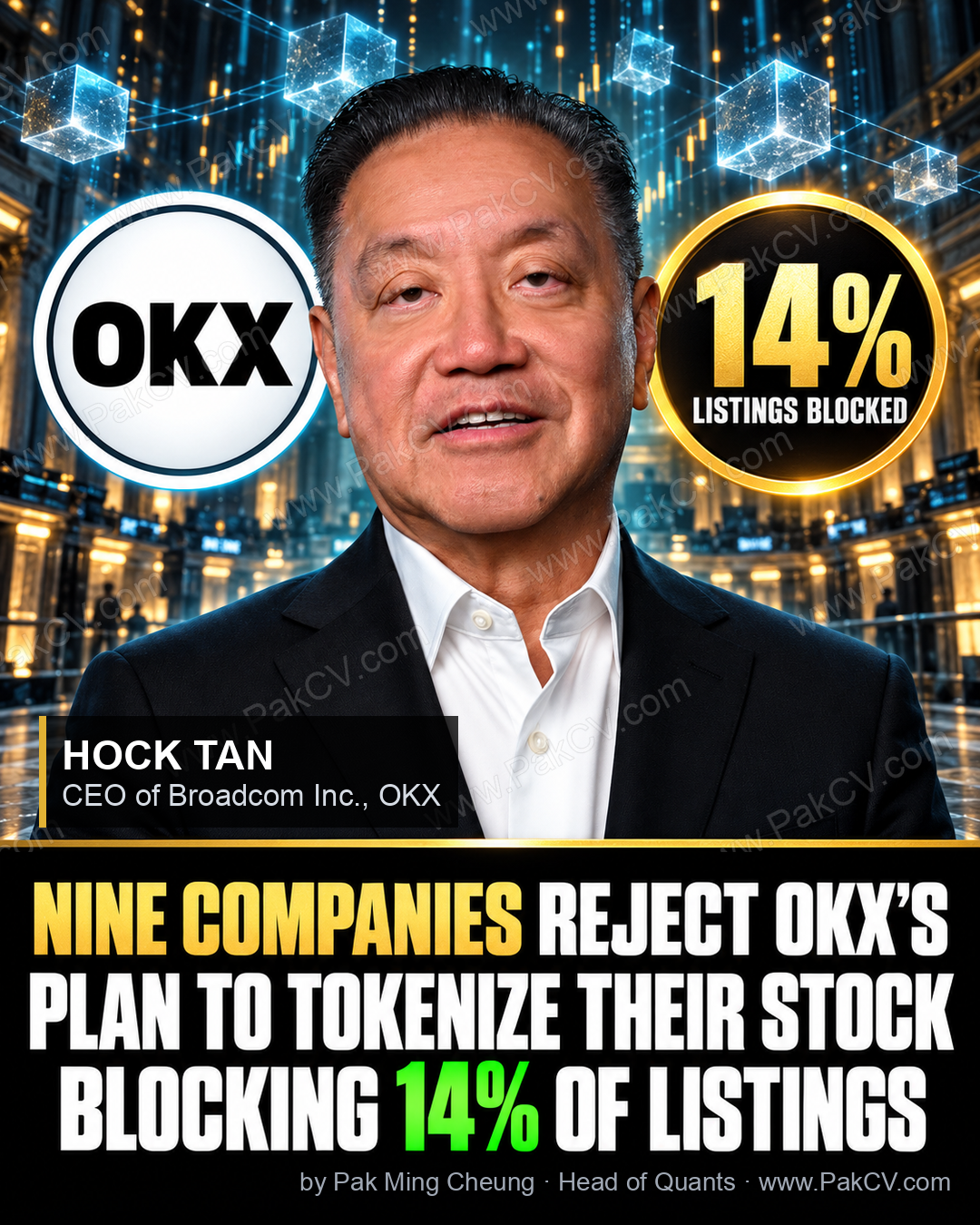 Nine companies, including Broadcom and CoreWeave, reject OKX-ICE's plan to tokenize their shares.
