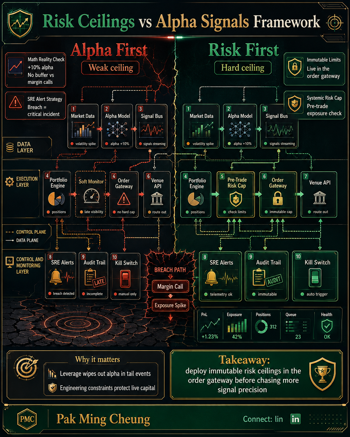 Risk Ceilings vs Alpha Signals Framework