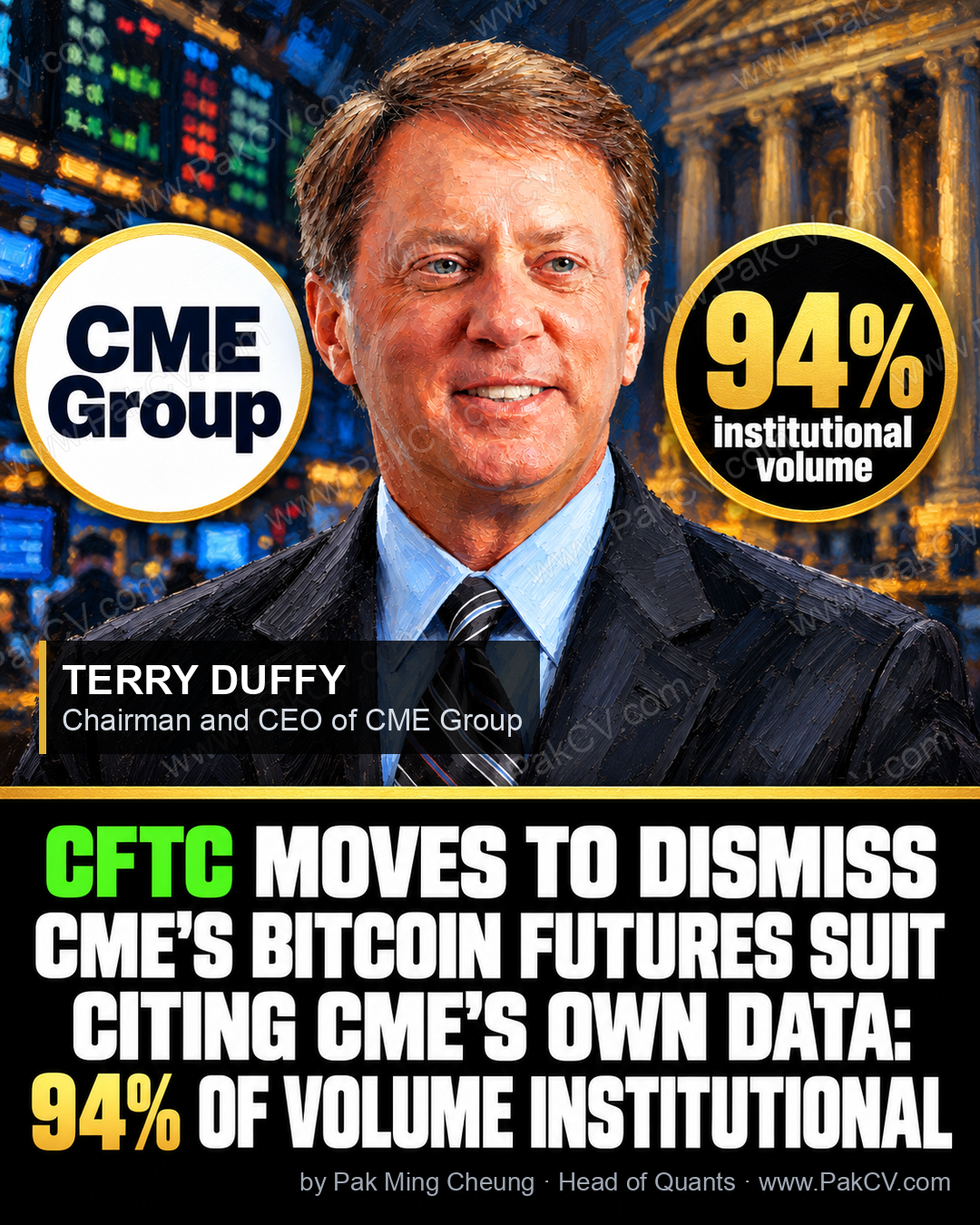 The CFTC wants a court to dismiss CME's lawsuit over Bitcoin perpetual futures, citing CME's own earnings-call data