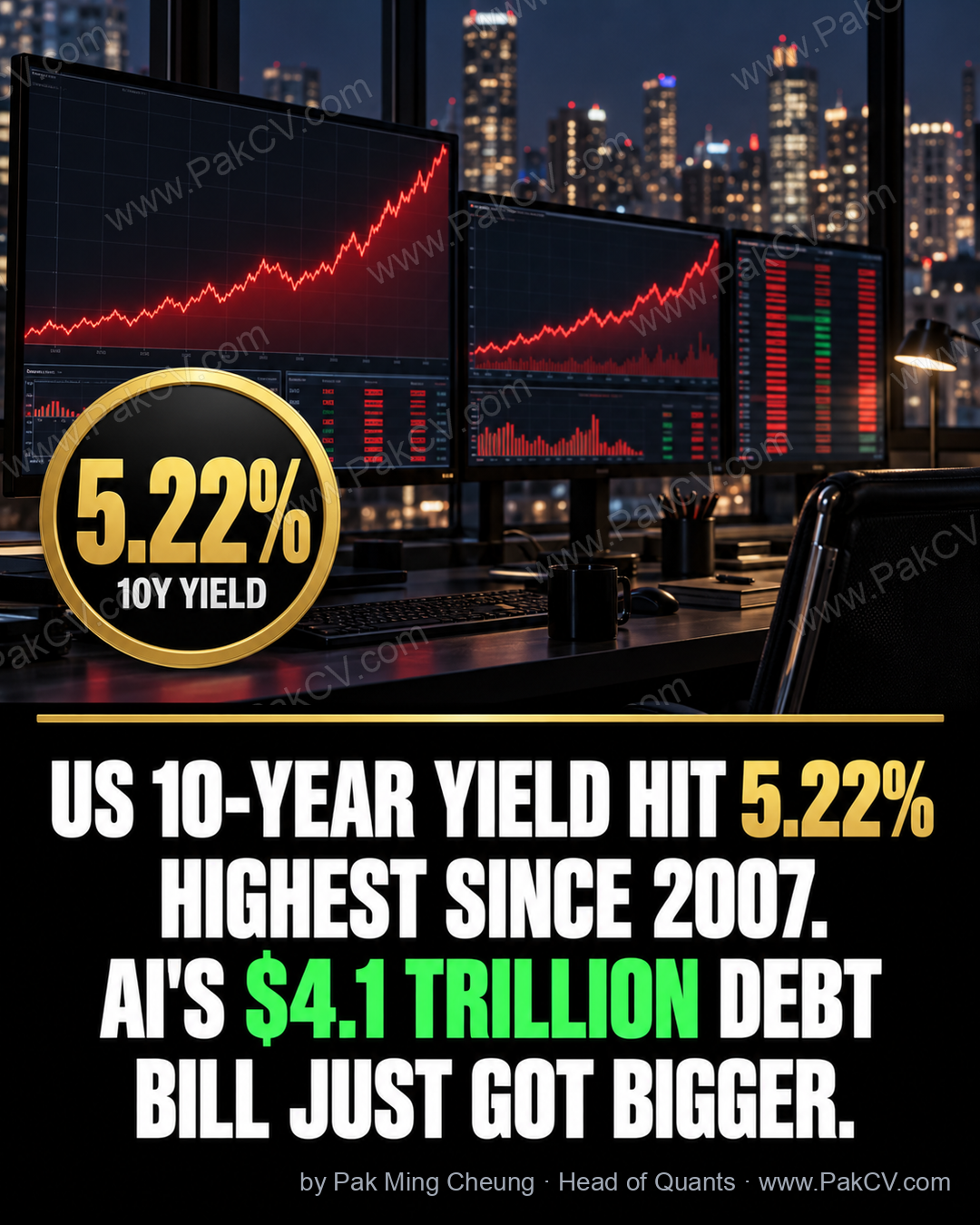 The US 10-year yield just hit 5.22%, its highest since 2007.